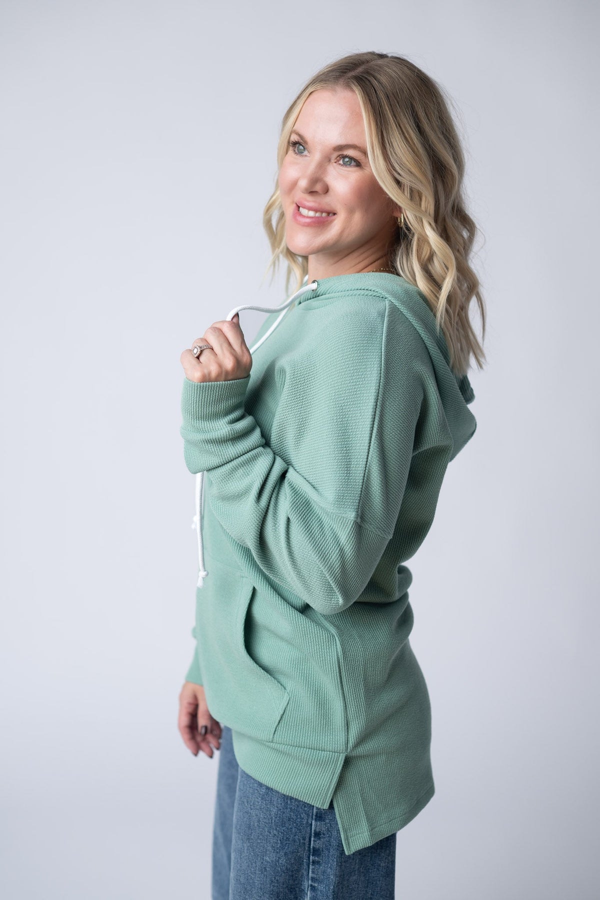 Kacey Ribbed Hoodie - Sage-clothing-Villari Chic, women's online fashion boutique in Severna, Maryland