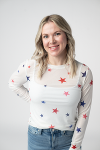 Mesh Long Sleeve Top - Stars-Tops-Villari Chic, women's online fashion boutique in Severna, Maryland