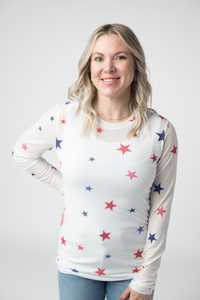 Mesh Long Sleeve Top - Stars-Tops-Villari Chic, women's online fashion boutique in Severna, Maryland