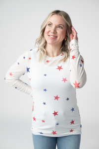 Mesh Long Sleeve Top - Stars-Tops-Villari Chic, women's online fashion boutique in Severna, Maryland