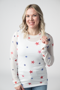 Mesh Long Sleeve Top - Stars-Tops-Villari Chic, women's online fashion boutique in Severna, Maryland