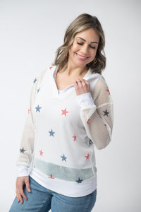 American Stars Mesh Hoodie-hoodie-Villari Chic, women's online fashion boutique in Severna, Maryland