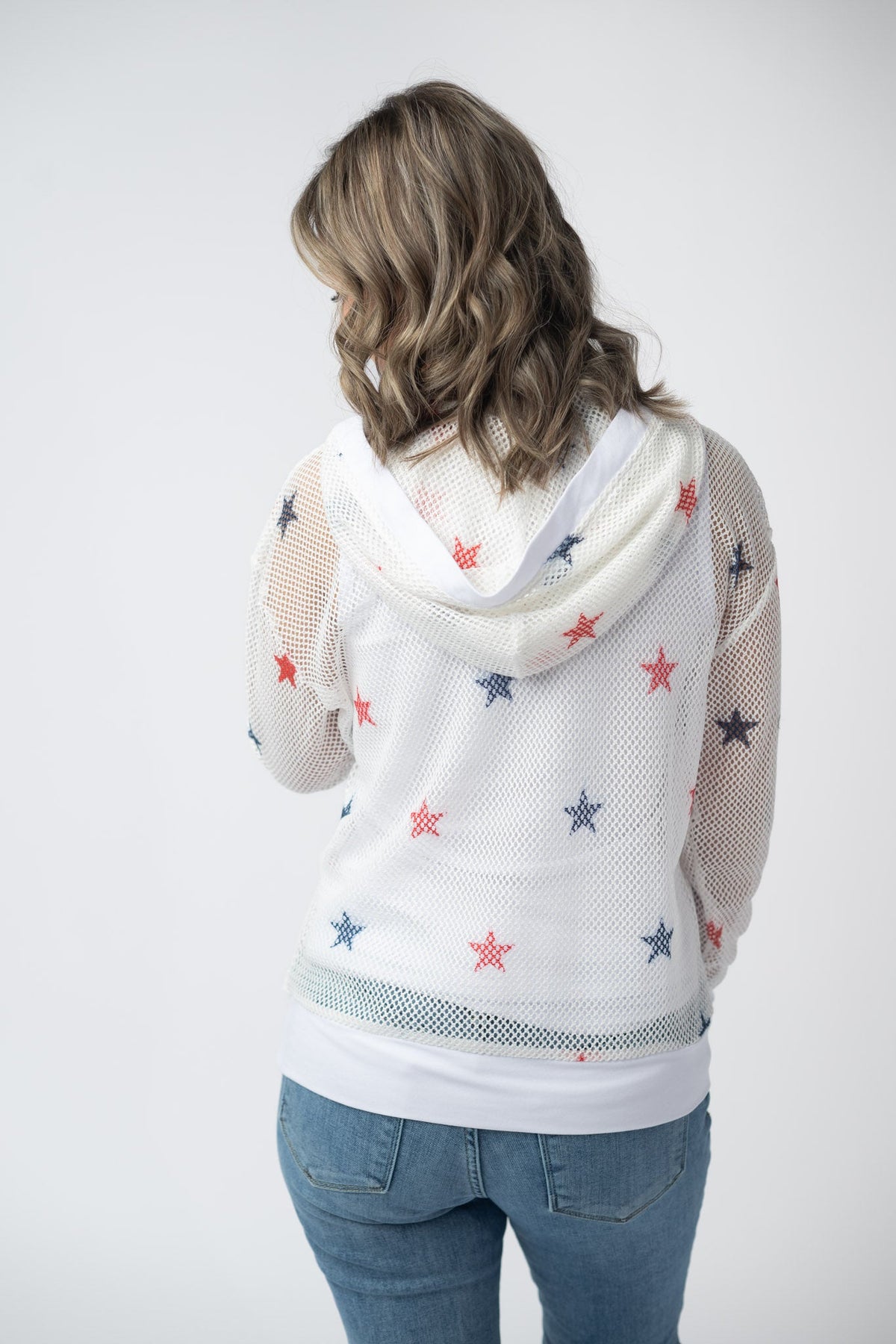 American Stars Mesh Hoodie-hoodie-Villari Chic, women's online fashion boutique in Severna, Maryland