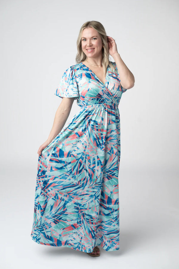 Millie Maxi Dress - Abstract Aqua Breeze-dress-Villari Chic, women's online fashion boutique in Severna, Maryland