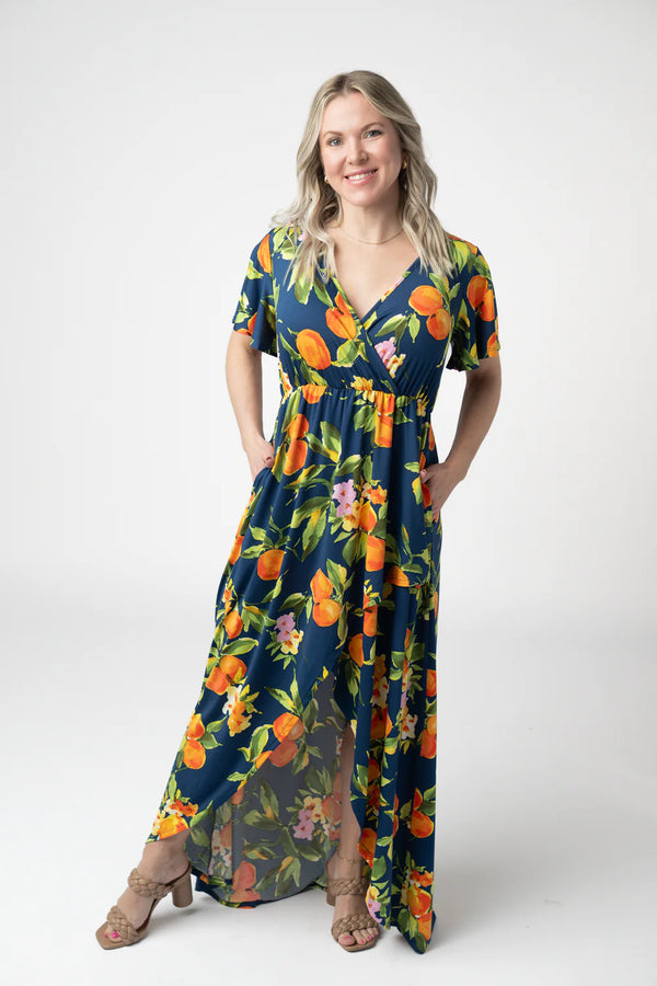Harley High-Low Dress - Navy Citrus-dress-Villari Chic, women's online fashion boutique in Severna, Maryland