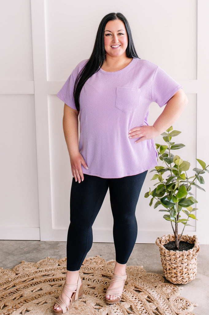 Knit Pocket Top in Lilac-Villari Chic, women's online fashion boutique in Severna, Maryland