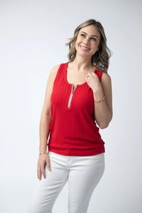 Mila Zipper Tank - Red-clothing-Villari Chic, women's online fashion boutique in Severna, Maryland