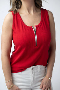 Mila Zipper Tank - Red-clothing-Villari Chic, women's online fashion boutique in Severna, Maryland