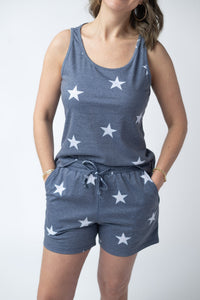 Faded Navy Stars Tank Crew Neck-tank-Villari Chic, women's online fashion boutique in Severna, Maryland