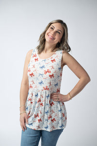 Renee Ruffle Tank Top - American Bows-tanks-Villari Chic, women's online fashion boutique in Severna, Maryland
