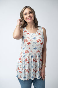 Renee Ruffle Tank Top - American Bows-tanks-Villari Chic, women's online fashion boutique in Severna, Maryland