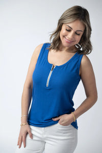 Mila Zipper Tank - Blue-clothing-Villari Chic, women's online fashion boutique in Severna, Maryland