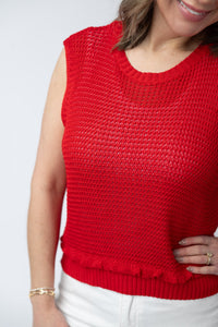 Amaya Open Knit Top - Red-top-Villari Chic, women's online fashion boutique in Severna, Maryland