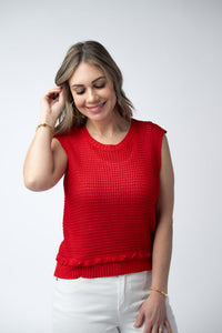 Amaya Open Knit Top - Red-top-Villari Chic, women's online fashion boutique in Severna, Maryland