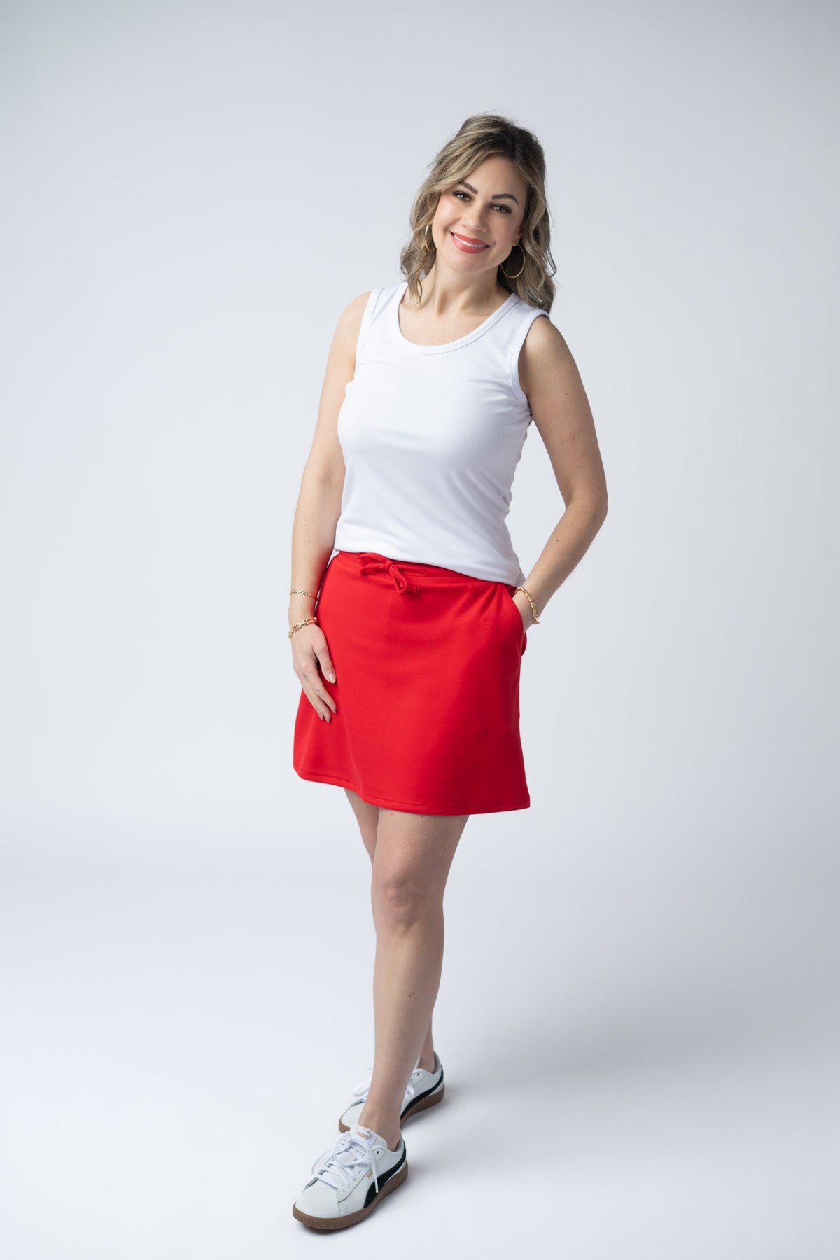 Serena Luxe Skort - Red-skirts-Villari Chic, women's online fashion boutique in Severna, Maryland