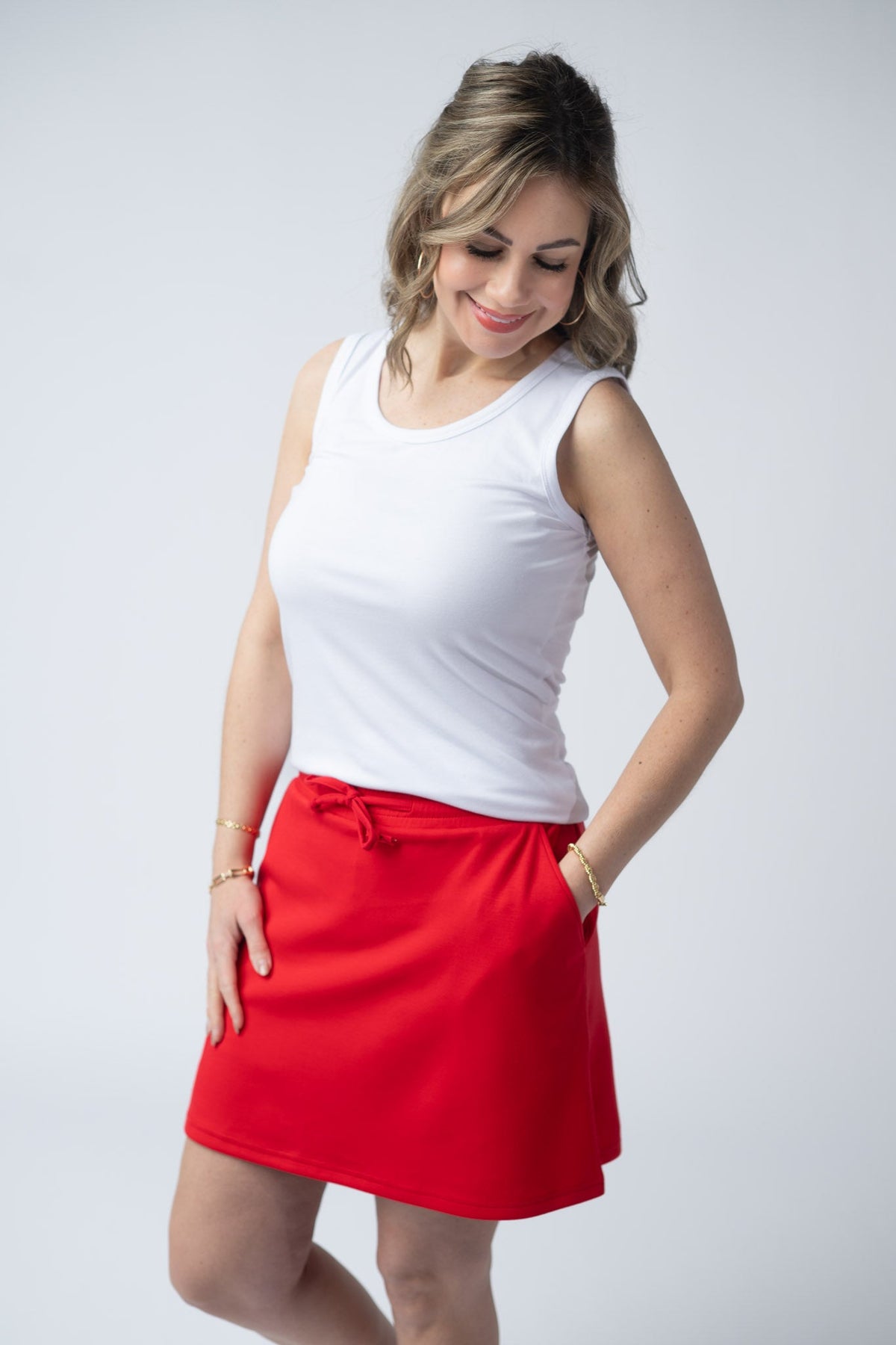 Serena Luxe Skort - Red-skirts-Villari Chic, women's online fashion boutique in Severna, Maryland