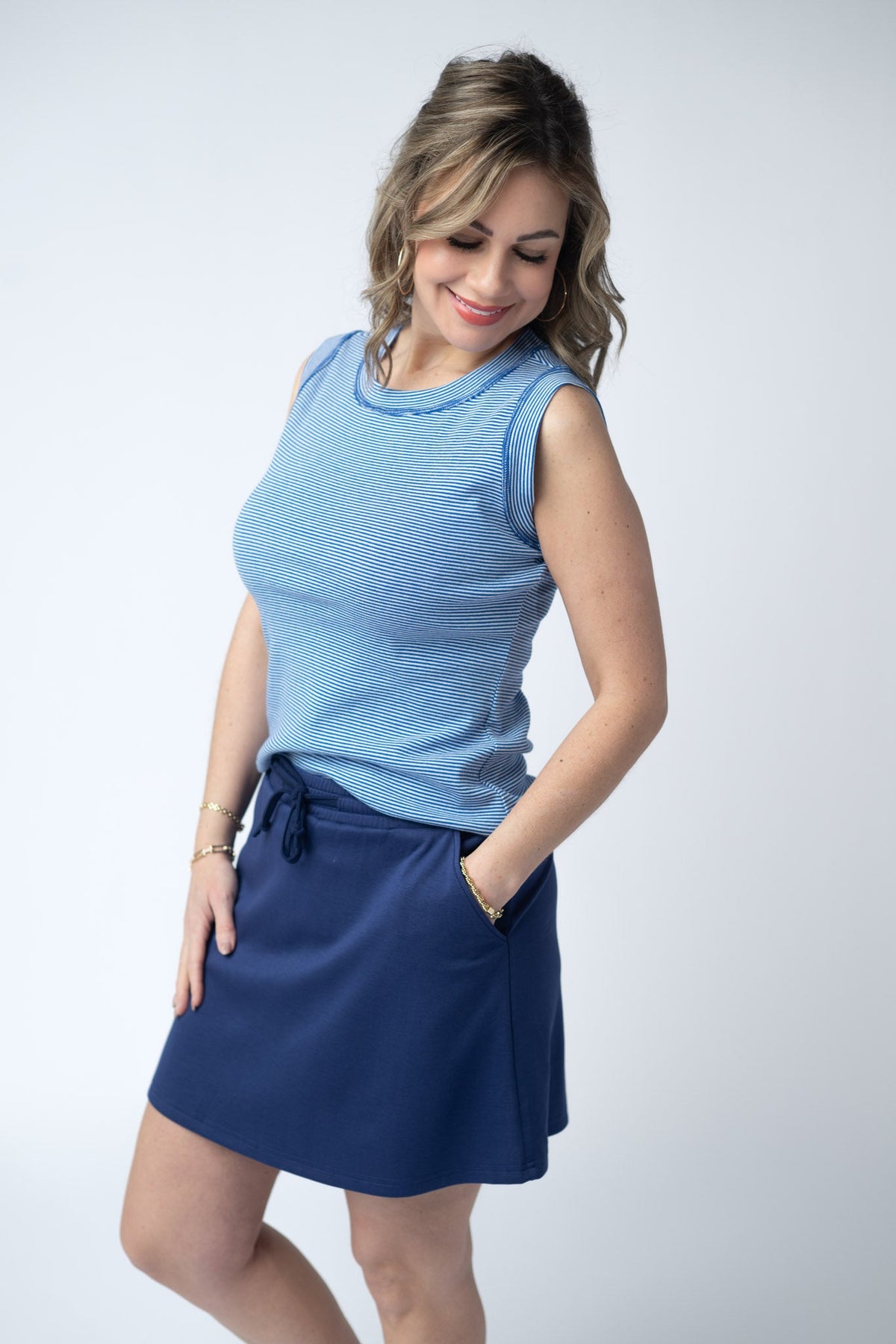 Serena Luxe Skort - Navy-skirts-Villari Chic, women's online fashion boutique in Severna, Maryland