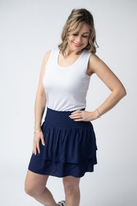 Roxie Ruffle Skort - Navy-skirts-Villari Chic, women's online fashion boutique in Severna, Maryland