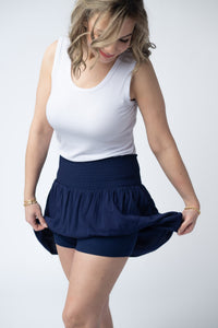Roxie Ruffle Skort - Navy-skirts-Villari Chic, women's online fashion boutique in Severna, Maryland