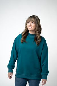 Marley Mock Neck Sweatshirt - Teal-Sweatshirt-Villari Chic, women's online fashion boutique in Severna, Maryland