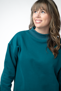 Marley Mock Neck Sweatshirt - Teal-Sweatshirt-Villari Chic, women's online fashion boutique in Severna, Maryland