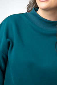 Marley Mock Neck Sweatshirt - Teal-Sweatshirt-Villari Chic, women's online fashion boutique in Severna, Maryland