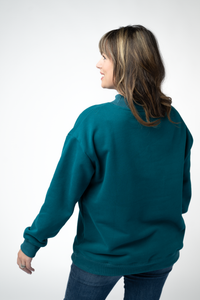 Marley Mock Neck Sweatshirt - Teal-Sweatshirt-Villari Chic, women's online fashion boutique in Severna, Maryland