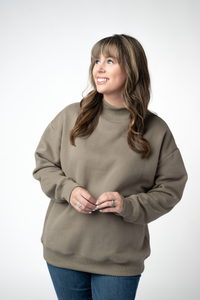 Marley Mock Neck Sweatshirt - Taupe-Sweatshirt-Villari Chic, women's online fashion boutique in Severna, Maryland