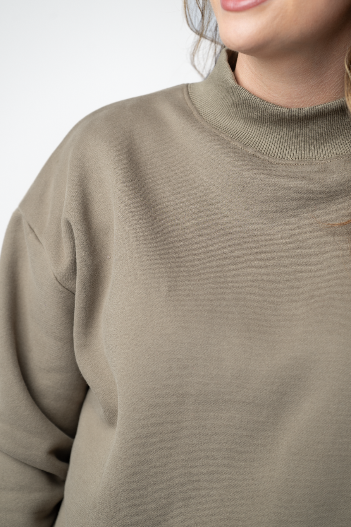 Marley Mock Neck Sweatshirt - Taupe-Sweatshirt-Villari Chic, women's online fashion boutique in Severna, Maryland