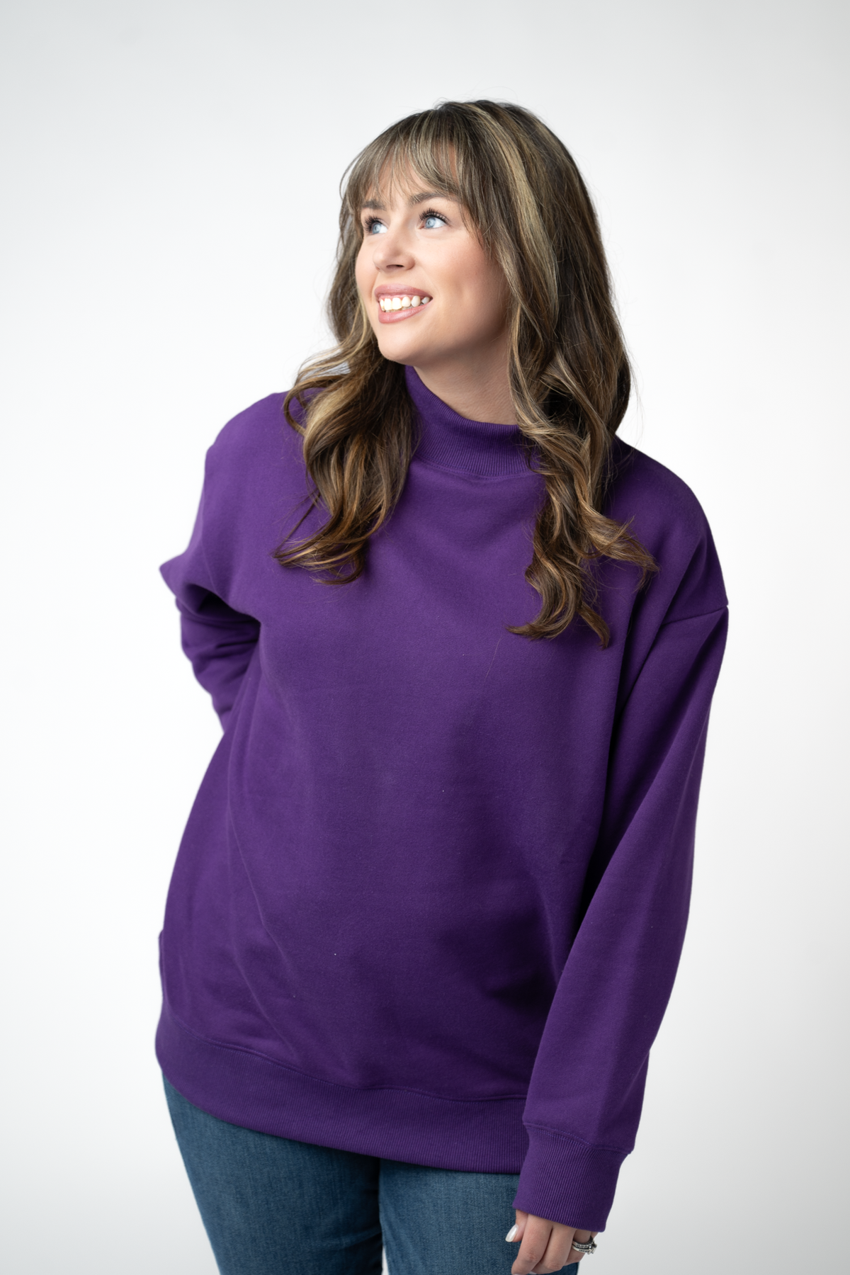 Marley Mock Neck Sweatshirt - Purple-Sweatshirt-Villari Chic, women's online fashion boutique in Severna, Maryland