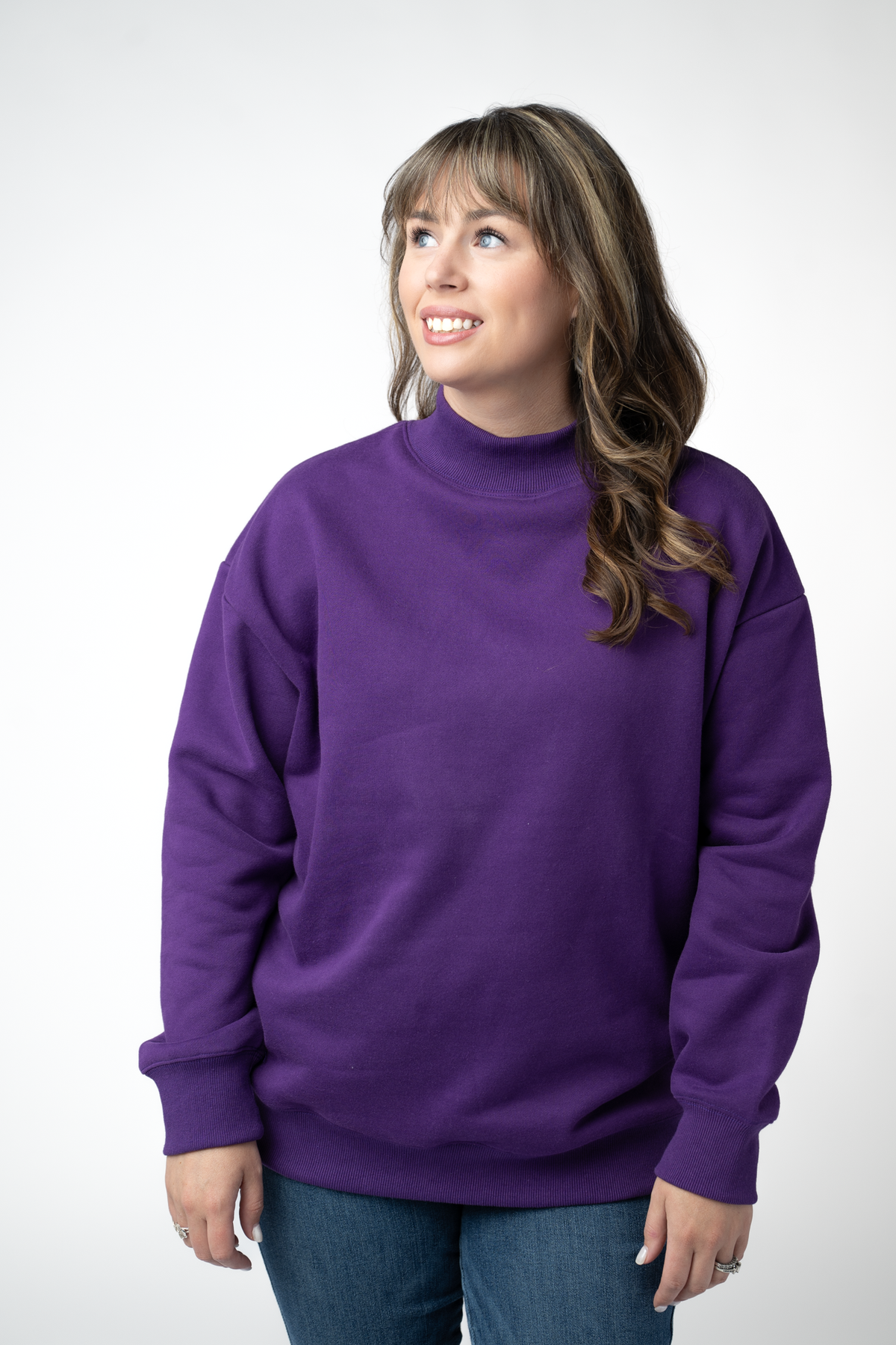 Marley Mock Neck Sweatshirt - Purple-Sweatshirt-Villari Chic, women's online fashion boutique in Severna, Maryland
