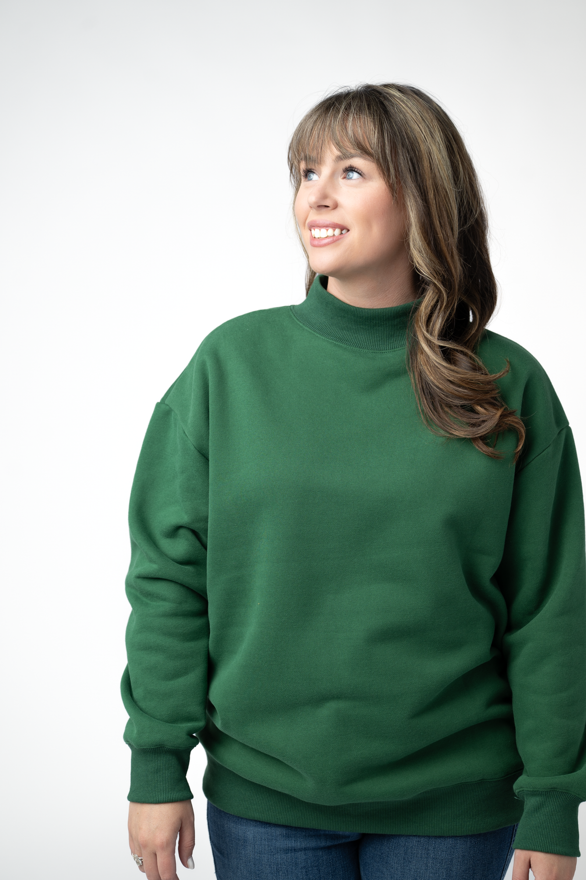 Marley Mock Neck Sweatshirt - Forest Green-Sweatshirt-Villari Chic, women's online fashion boutique in Severna, Maryland