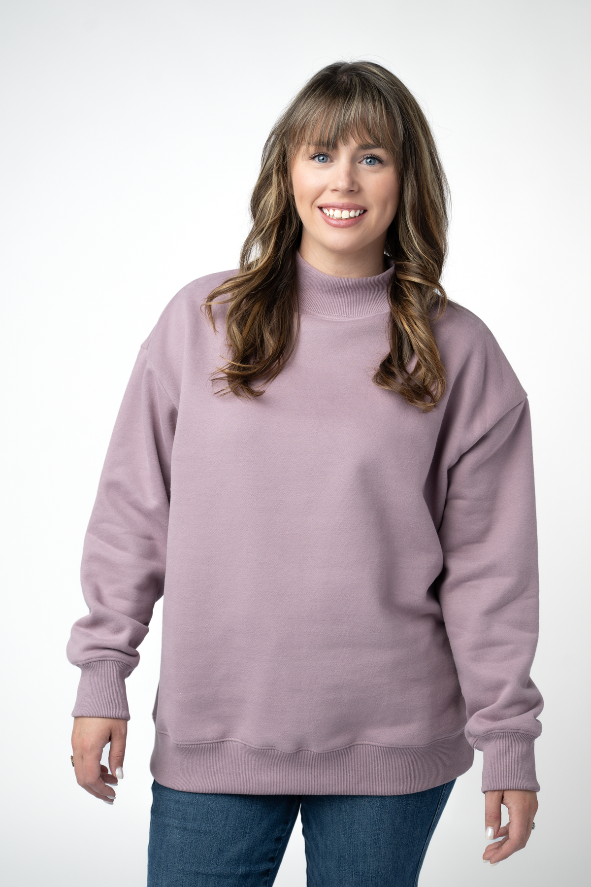 Marley Mock Neck Sweatshirt - Mauve-Sweatshirt-Villari Chic, women's online fashion boutique in Severna, Maryland