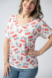 Chloe Cozy Top - Patriotic Cherries-Tops-Villari Chic, women's online fashion boutique in Severna, Maryland