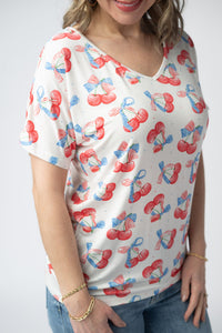 Chloe Cozy Top - Patriotic Cherries-Tops-Villari Chic, women's online fashion boutique in Severna, Maryland