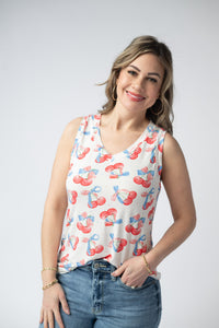 Noelle Tank - Patriotic Cherries-tank-Villari Chic, women's online fashion boutique in Severna, Maryland