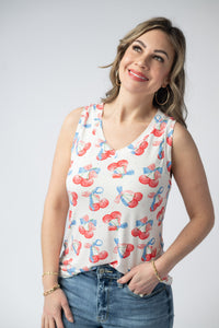 Noelle Tank - Patriotic Cherries-tank-Villari Chic, women's online fashion boutique in Severna, Maryland