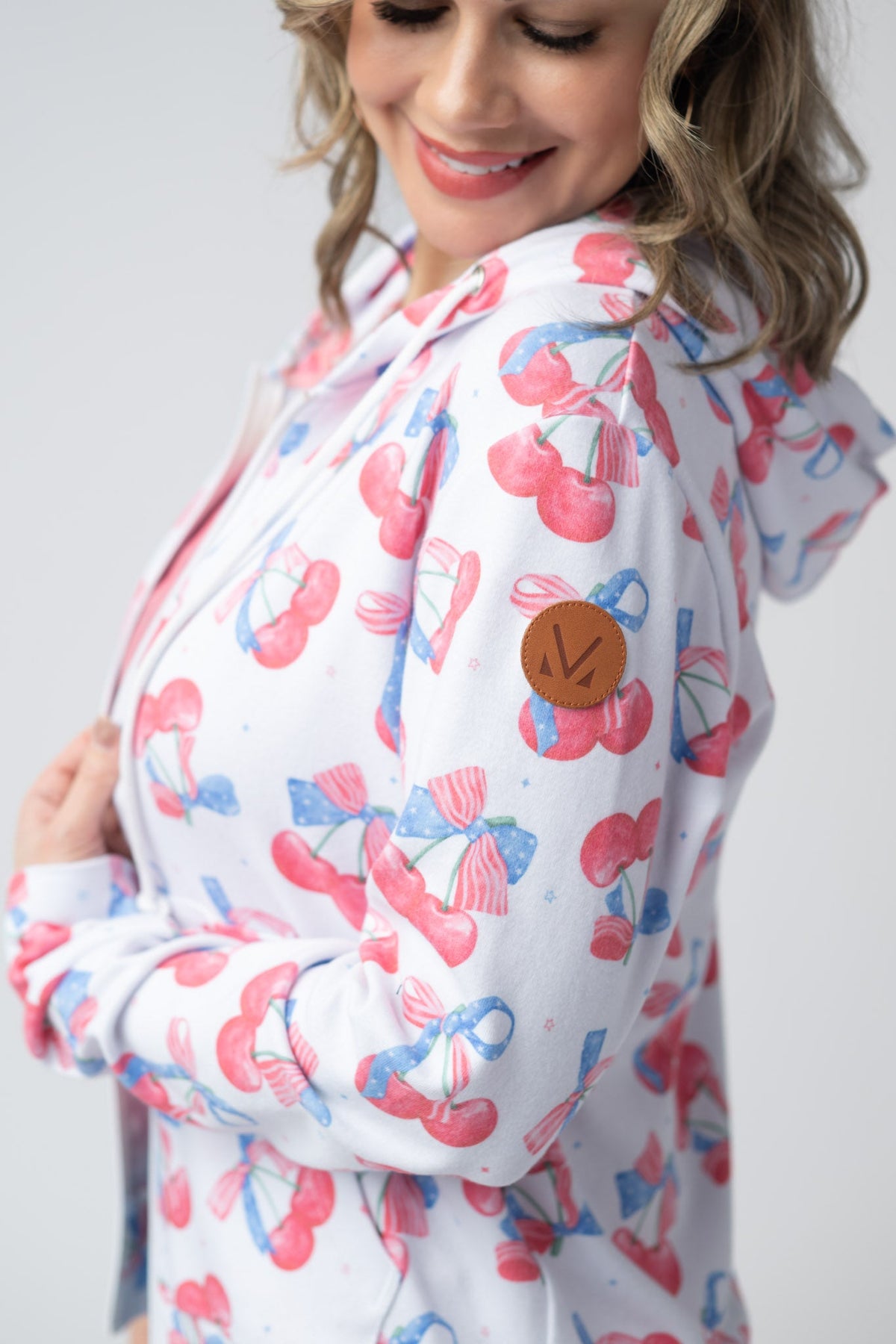 Fullzip Hoodie - Patriotic Cherries-hoodie-Villari Chic, women's online fashion boutique in Severna, Maryland