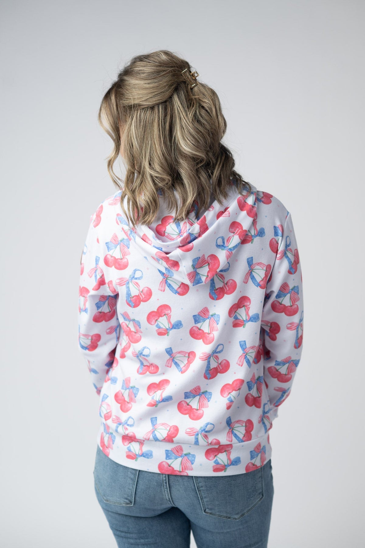 Fullzip Hoodie - Patriotic Cherries-hoodie-Villari Chic, women's online fashion boutique in Severna, Maryland