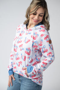 Hailey Pullover Hoodie - Patriotic Cherries-Hoodie-Villari Chic, women's online fashion boutique in Severna, Maryland