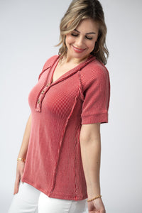 Juliette Button Top - Red-Tops-Villari Chic, women's online fashion boutique in Severna, Maryland
