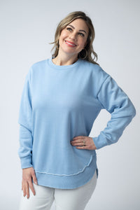 Vintage Wash Pullover - Dusty Blue-Pullover-Villari Chic, women's online fashion boutique in Severna, Maryland