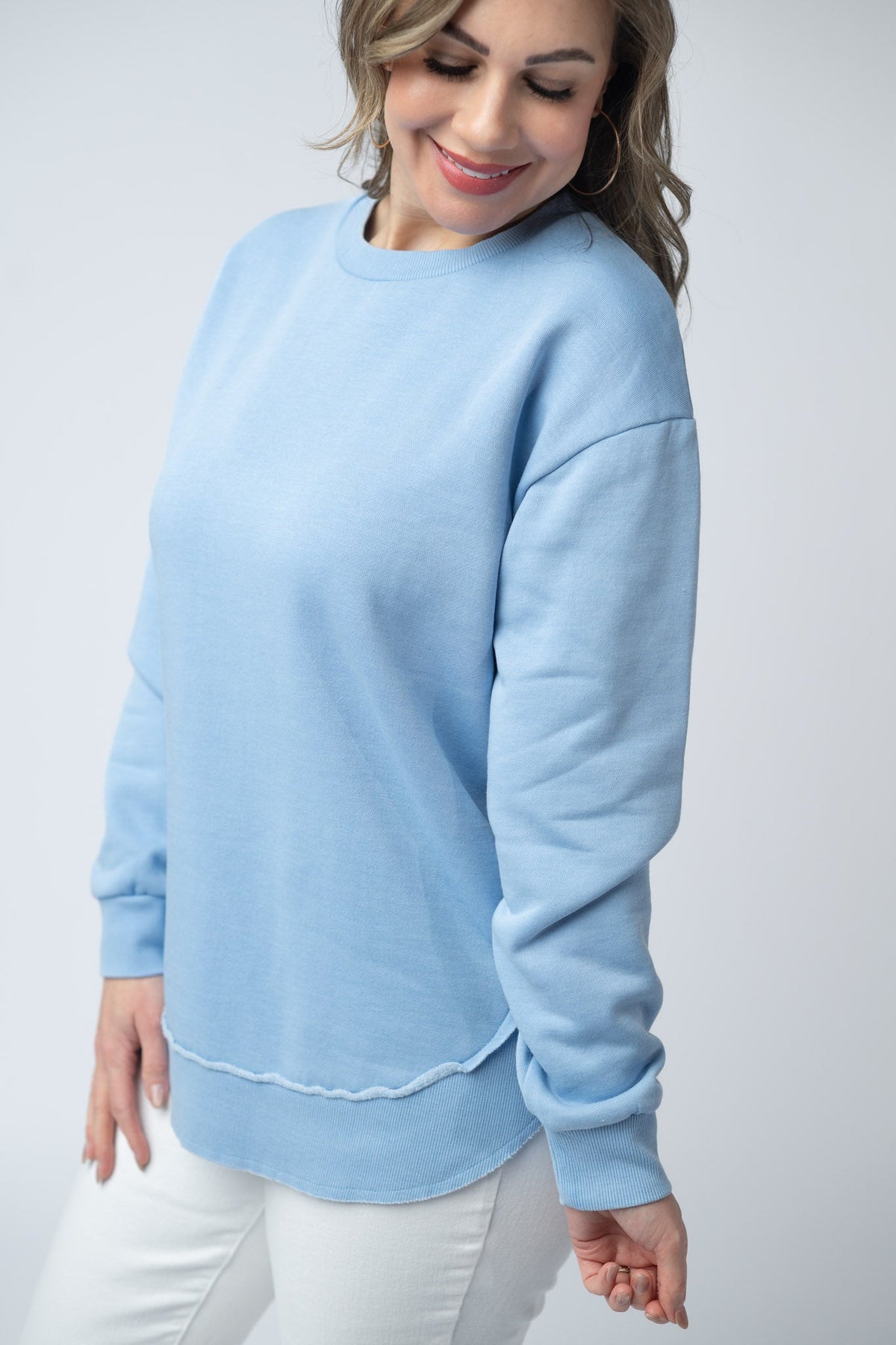 Vintage Wash Pullover - Dusty Blue-Pullover-Villari Chic, women's online fashion boutique in Severna, Maryland