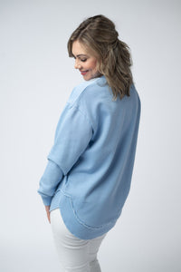 Vintage Wash Pullover - Dusty Blue-Pullover-Villari Chic, women's online fashion boutique in Severna, Maryland