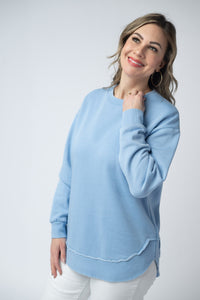 Vintage Wash Pullover - Dusty Blue-Pullover-Villari Chic, women's online fashion boutique in Severna, Maryland