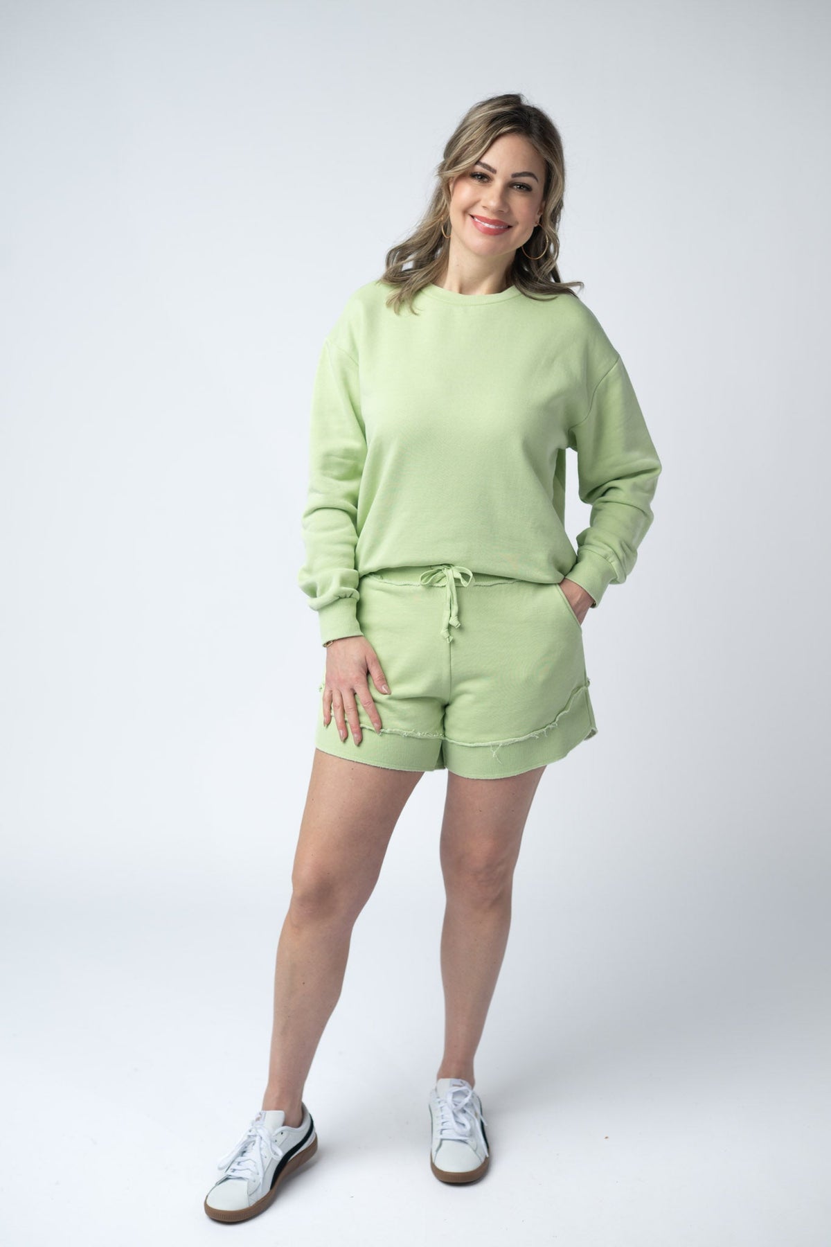 French Terry Stevie Shorts - Spring Leaf-Villari Chic, women's online fashion boutique in Severna, Maryland