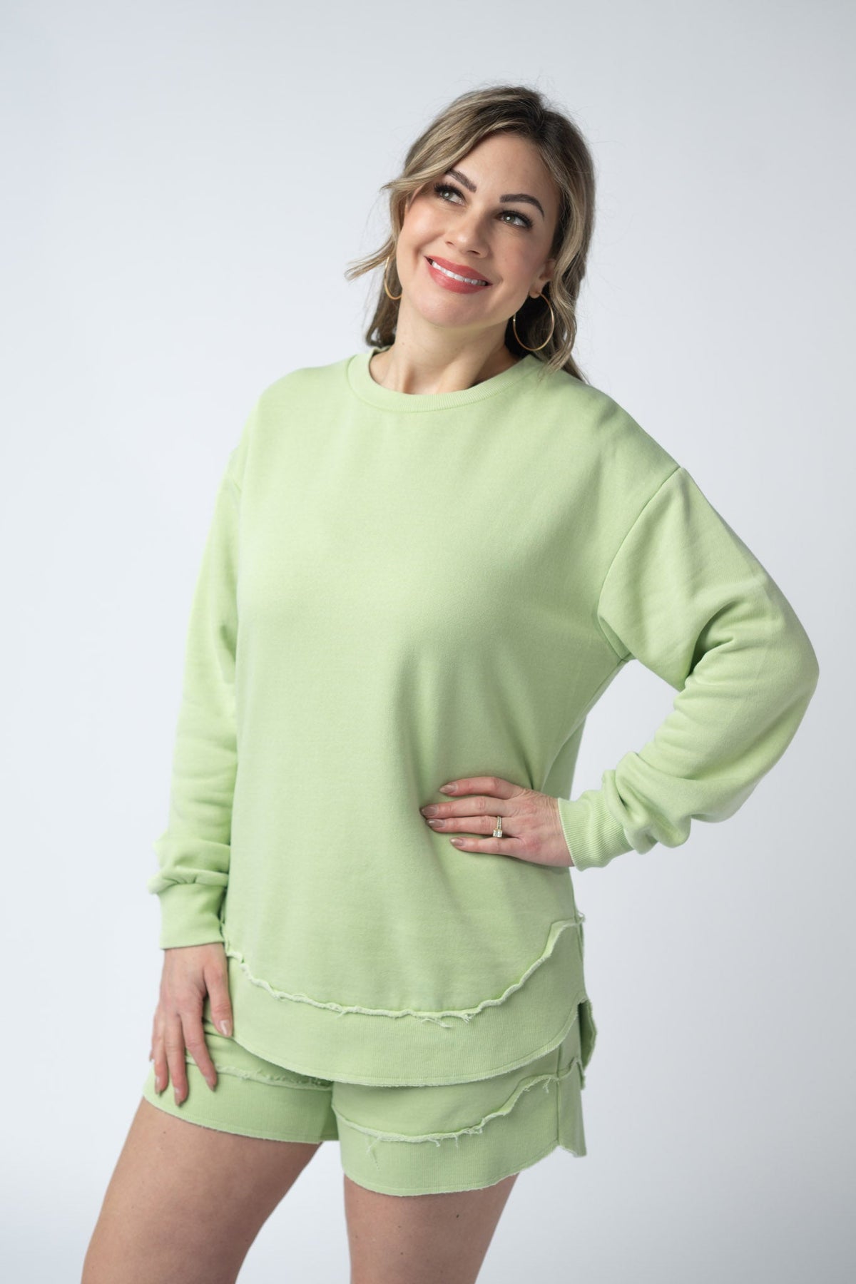 French Terry Stevie Shorts - Spring Leaf-Villari Chic, women's online fashion boutique in Severna, Maryland