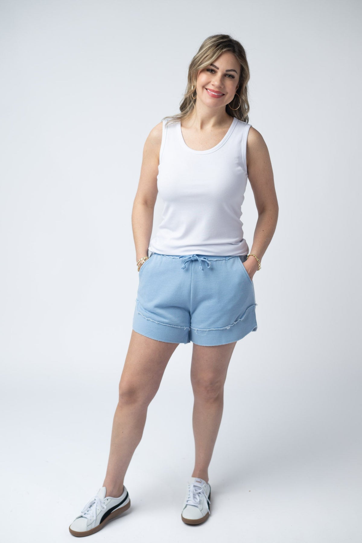 French Terry Stevie Shorts - Dusty Blue-Villari Chic, women's online fashion boutique in Severna, Maryland