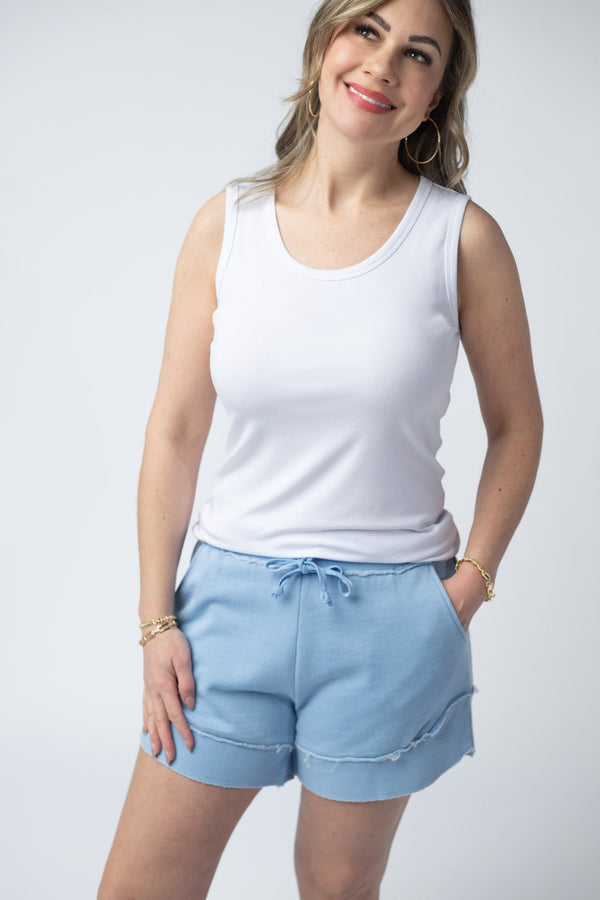 French Terry Stevie Shorts - Dusty Blue-Villari Chic, women's online fashion boutique in Severna, Maryland