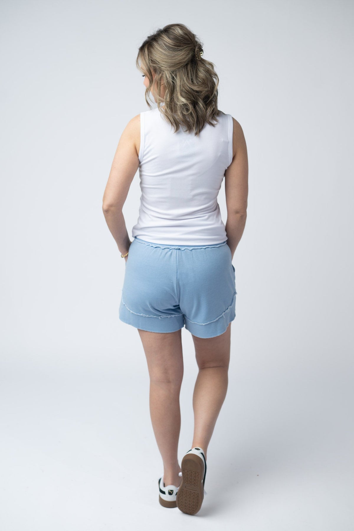 French Terry Stevie Shorts - Dusty Blue-Villari Chic, women's online fashion boutique in Severna, Maryland